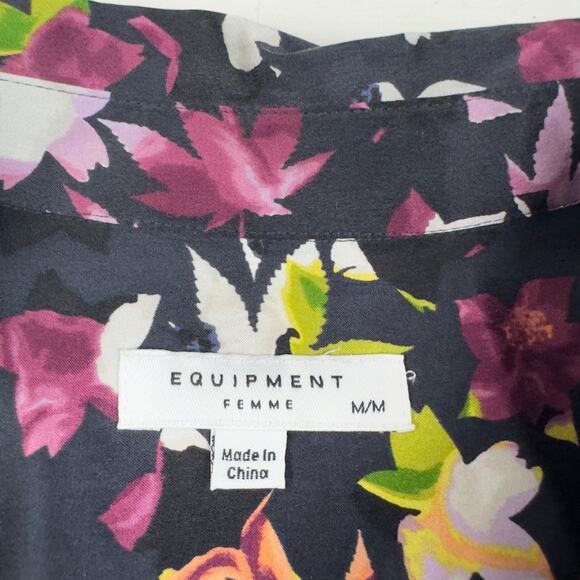 Equipment Eclipse Tira Floral Feminine  Printed 100% Silk  Dress Women's Size M - Picture 7 of 9